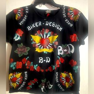 Women’s “Biker Design “ Bejeweled Shirt, size XL